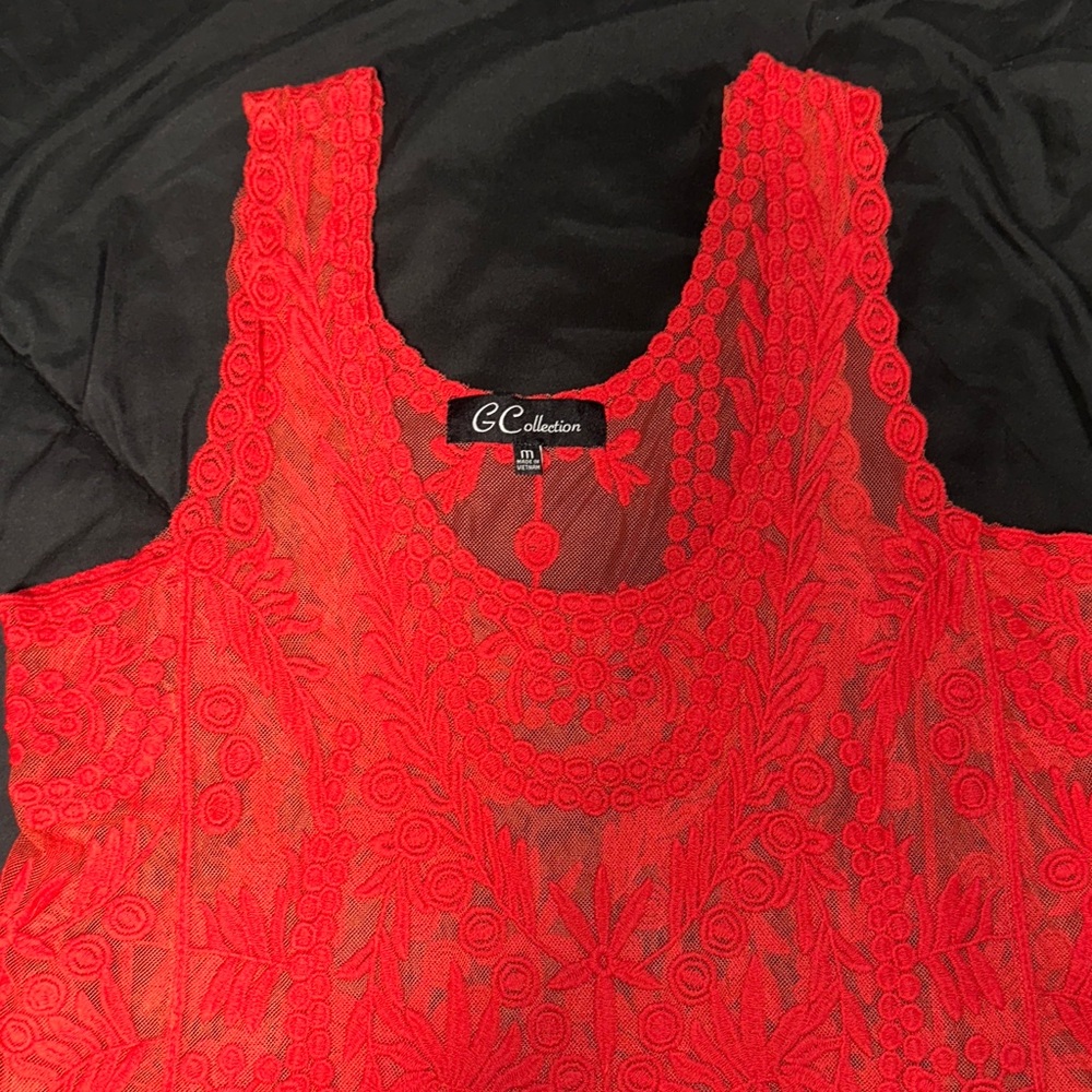 EC Collection Red Lace Tank Top